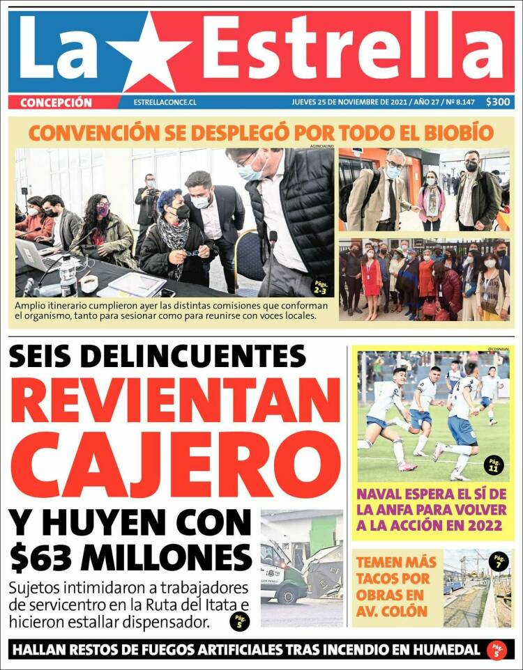 Portada de La Estrella de Concepción (Chile)