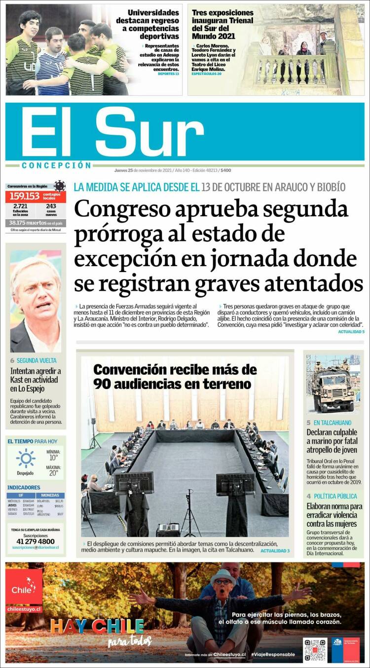 Portada de El Sur (Chile)