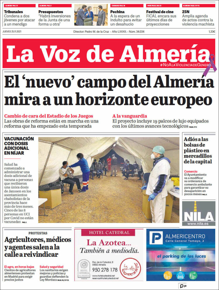 Portada de La Voz de Almería (España)