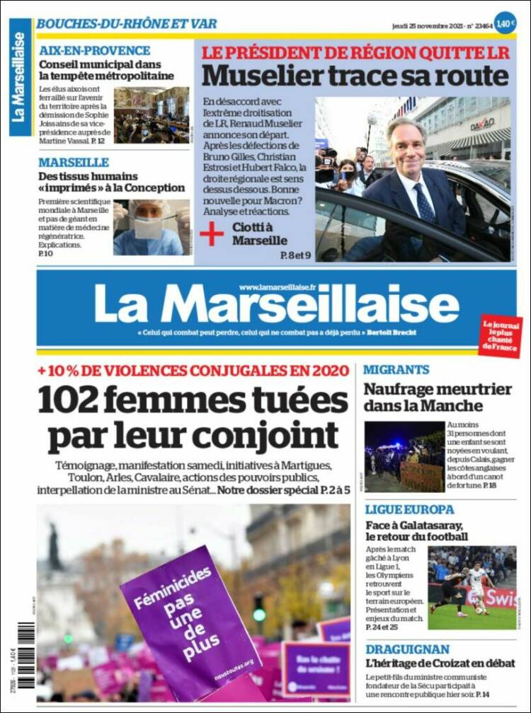 Portada de La Marseillaise (Francia)