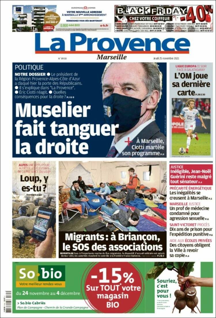 Portada de La Provence (Francia)