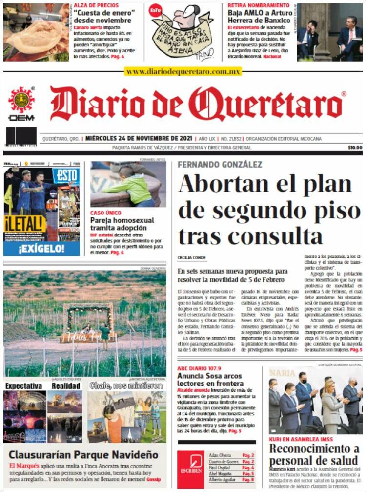 Portada de Diario de Querétaro (México)