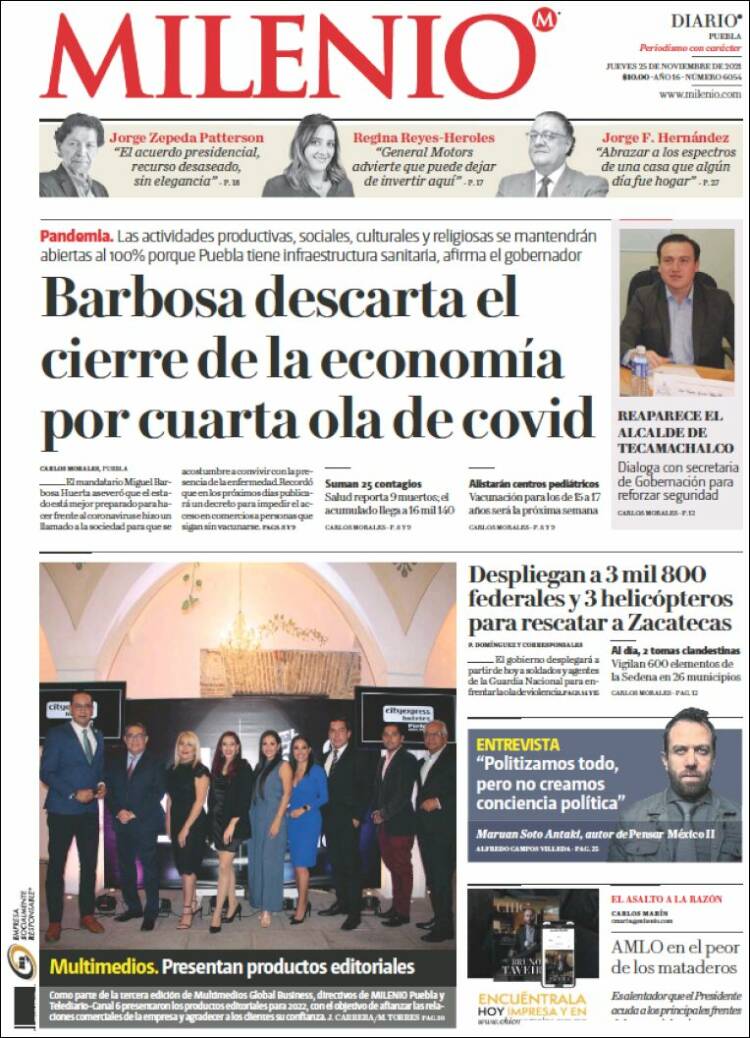 Portada de Milenio de Puebla (México)