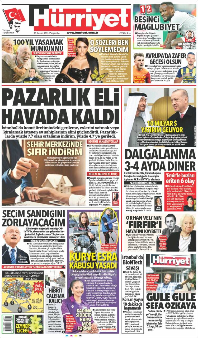 Portada de Hürriyet (Turquía)