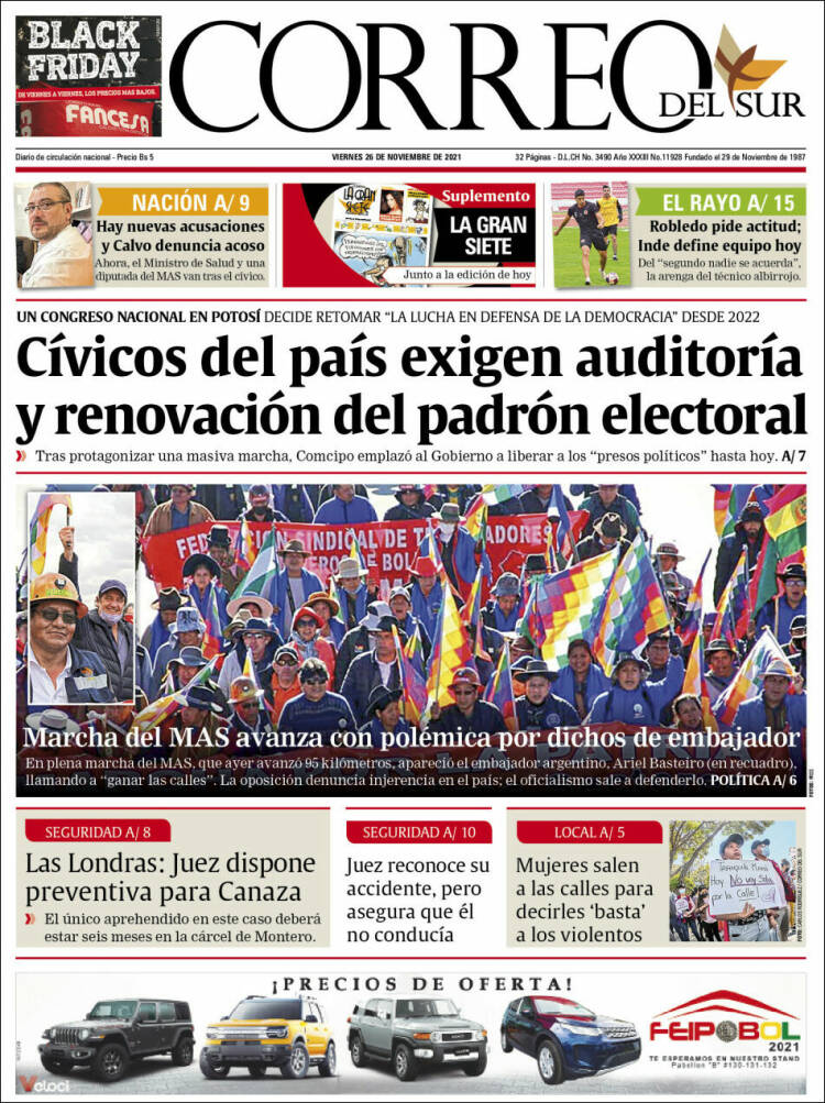 Portada de Correo Sur (Bolivia)