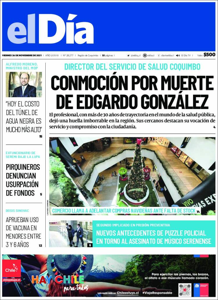 Portada de El Día (Chile)