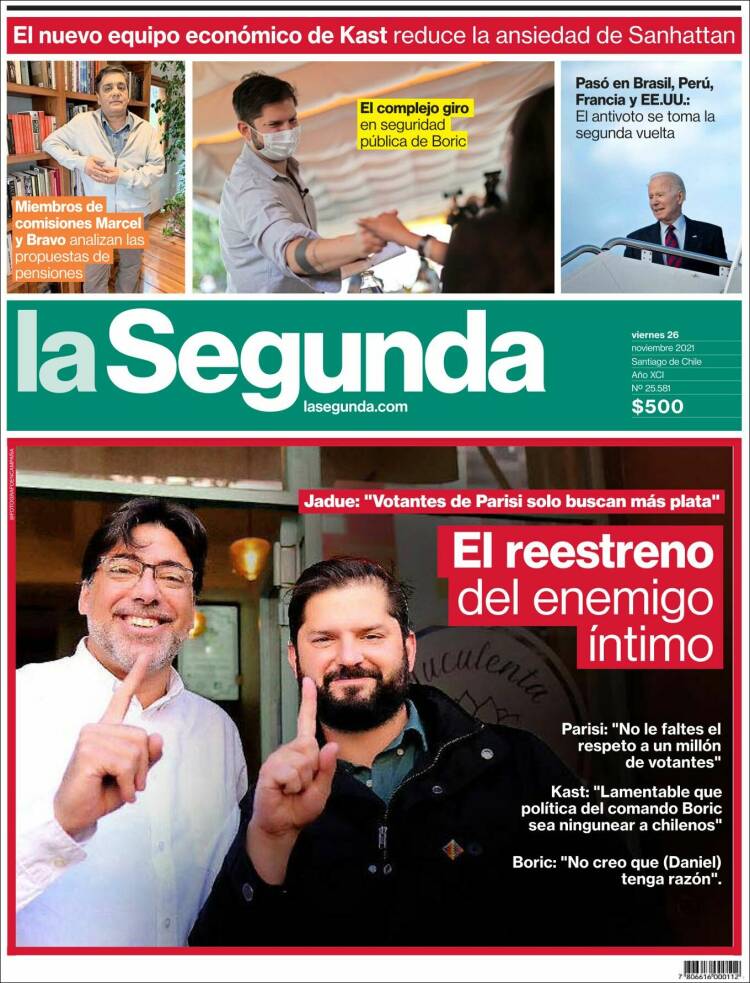 Portada de La Segunda (Chile)