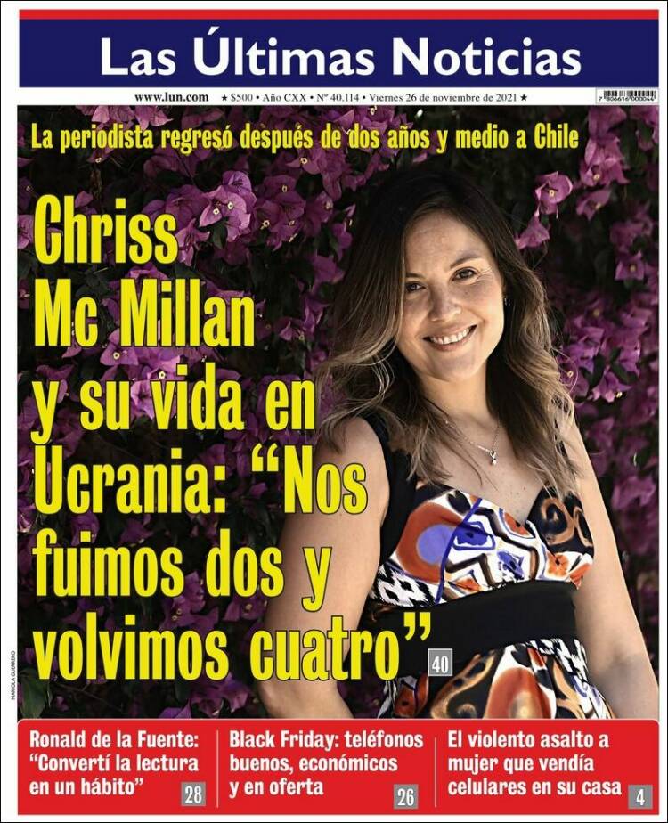 Portada de Las Últimas Noticias (Chile)