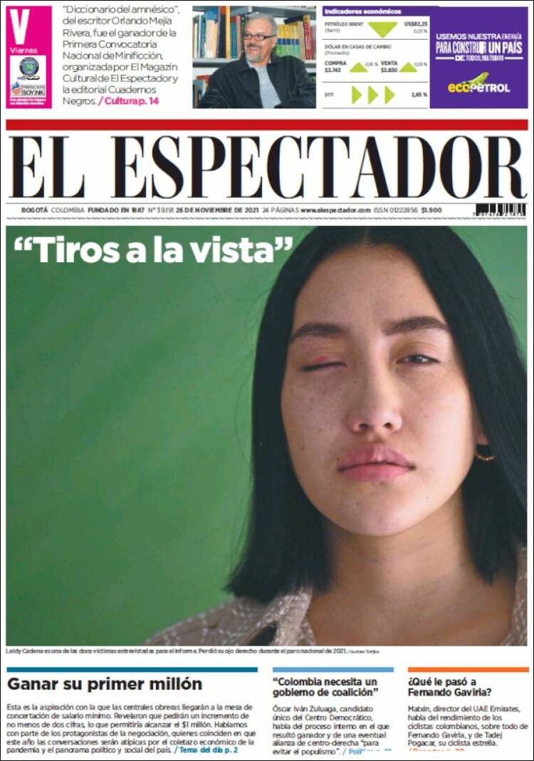 Portada de El Espectador (Colombia)