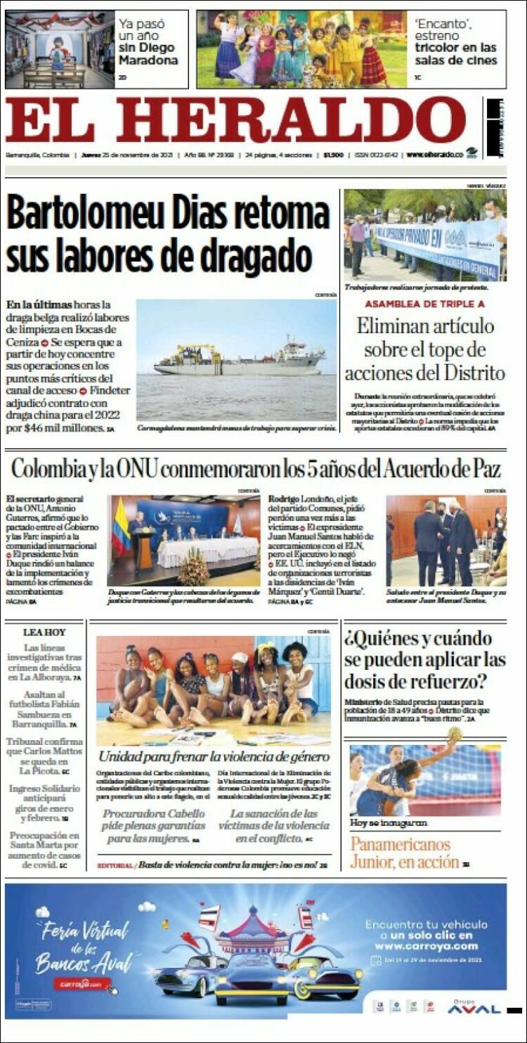 Portada de El Heraldo (Colombia)