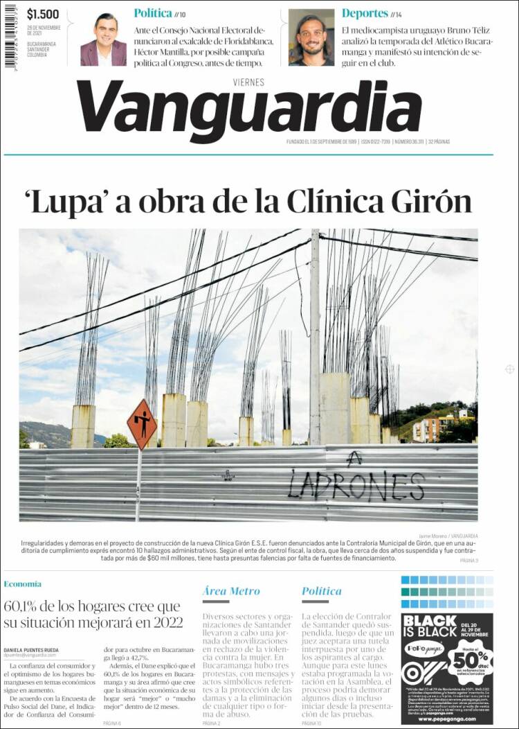 Portada de Vanguardia Liberal (Colombia)