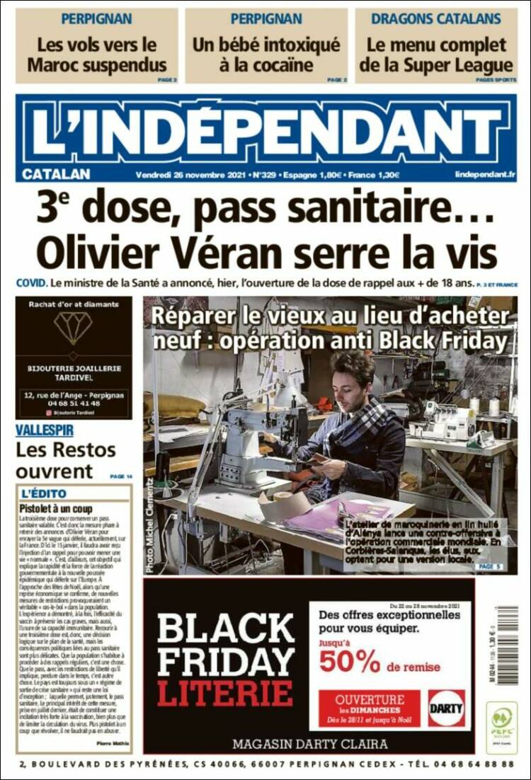 Portada de Le Indépendant (Francia)