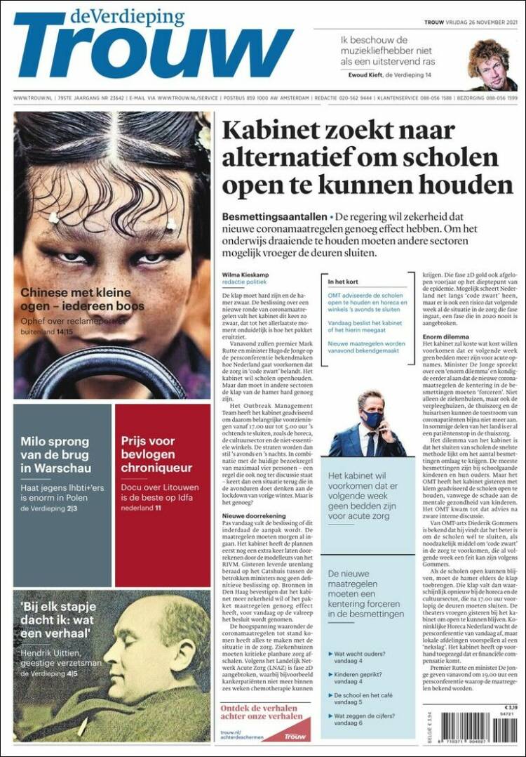 Portada de Trouw (Pa&iacute;ses Bajos)