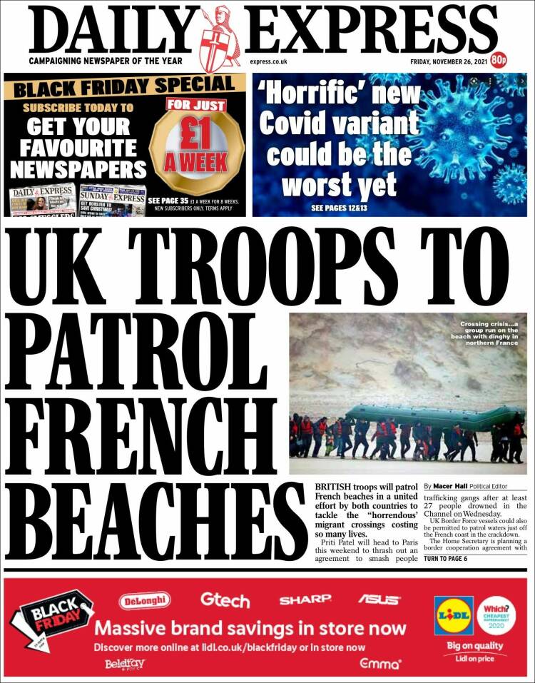 Portada de Daily Express (Reino Unido)