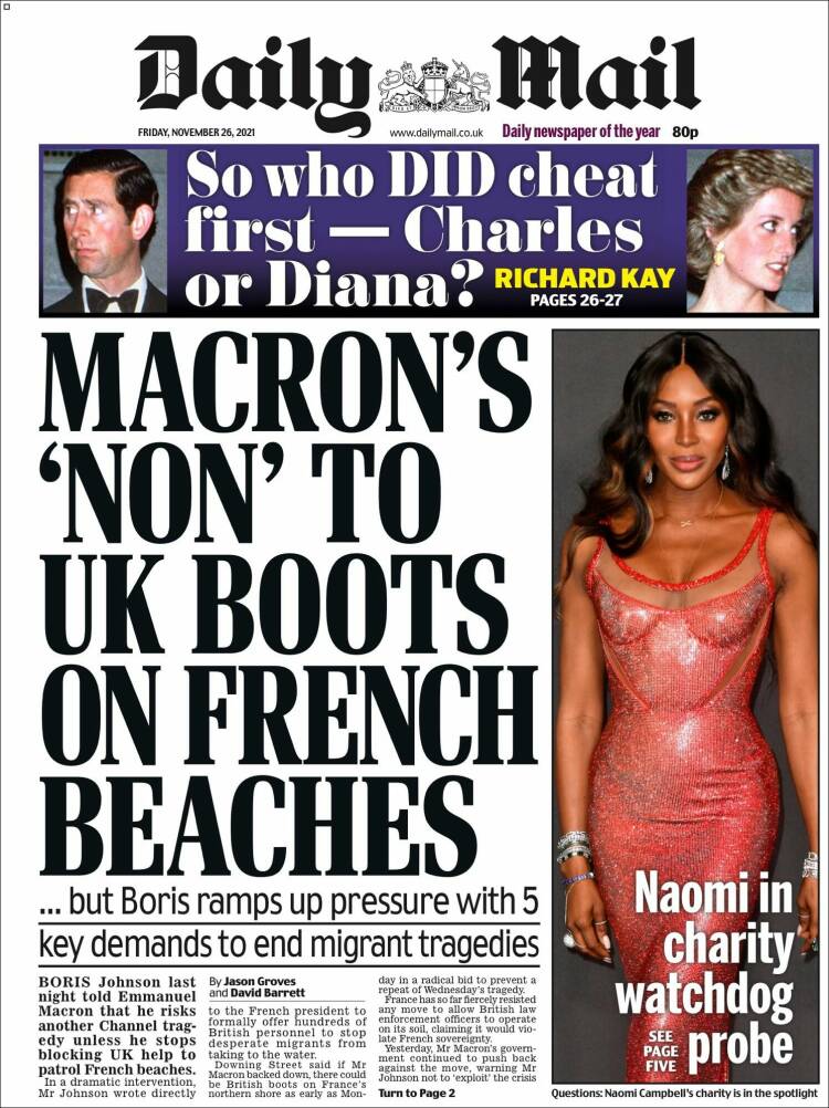 Portada de Daily Mail (Reino Unido)