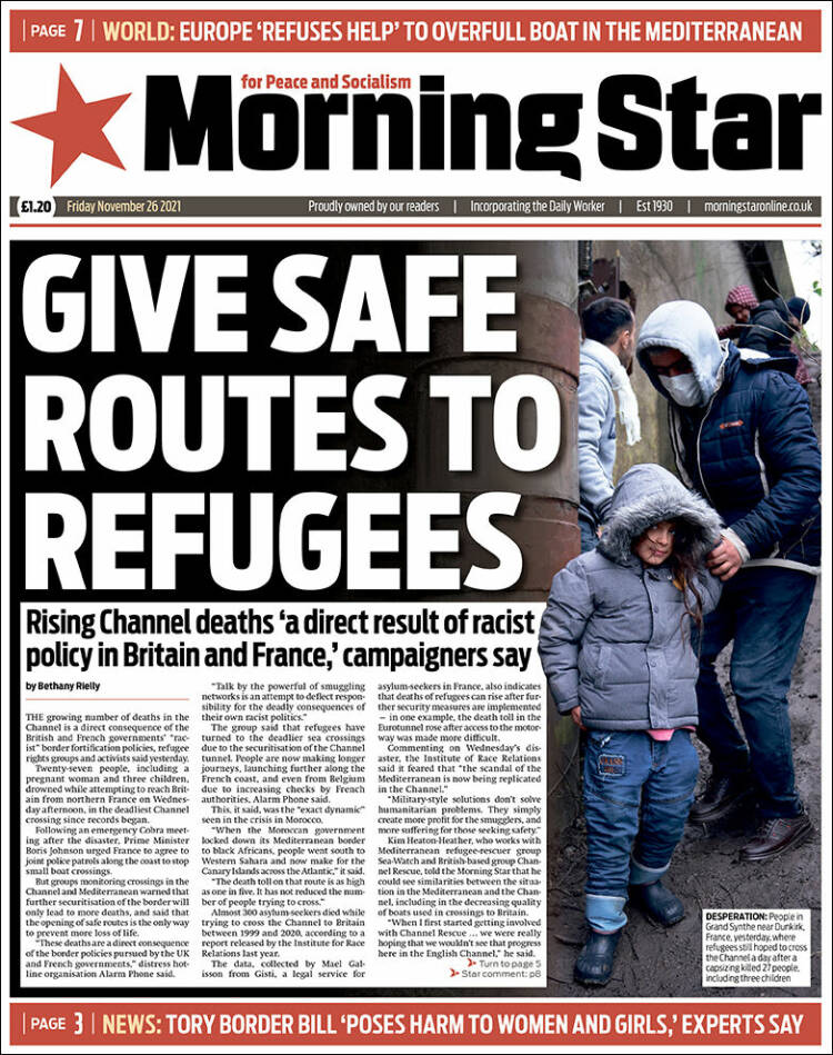 Portada de Morning Star (Reino Unido)