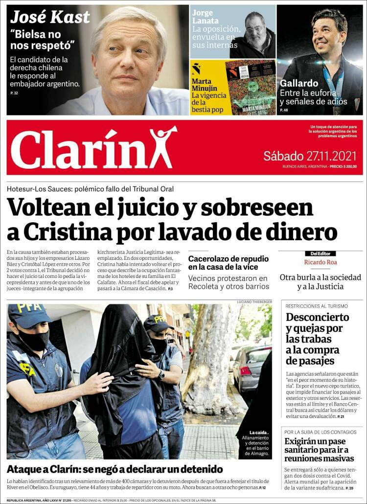 Portada de Clarín (Argentina)