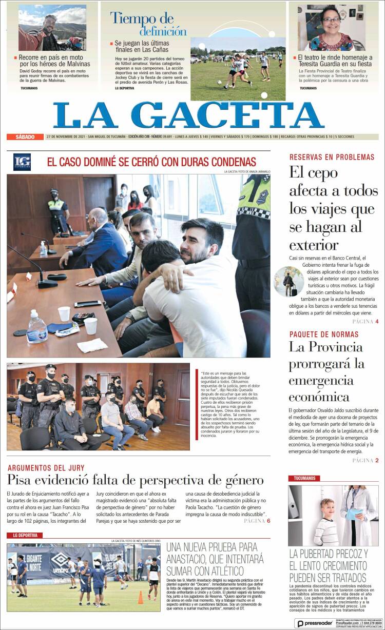 Portada de La Gaceta (Argentina)