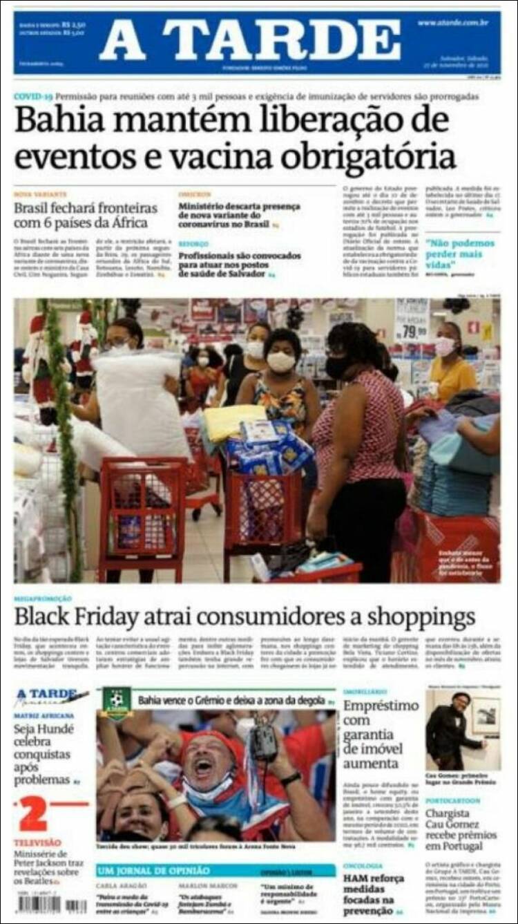Portada de Diário A Tarde (Brasil)