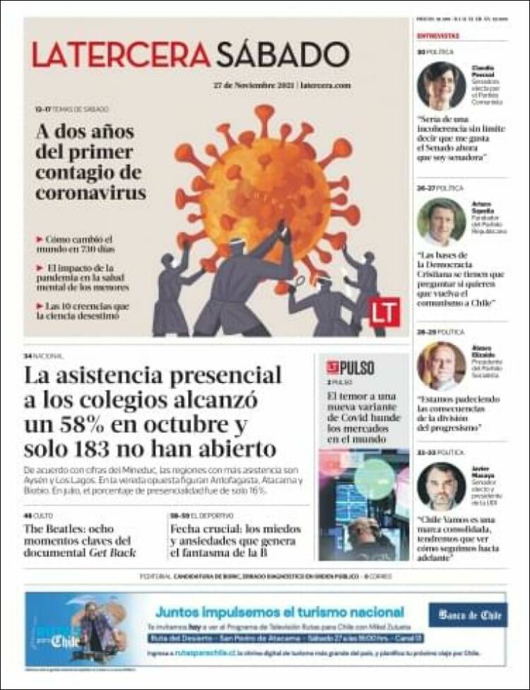 Portada de La Tercera (Chile)