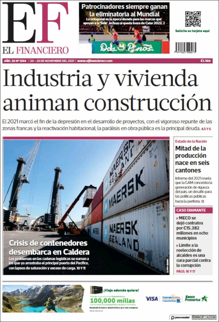 Portada de El Financiero (Costa Rica)