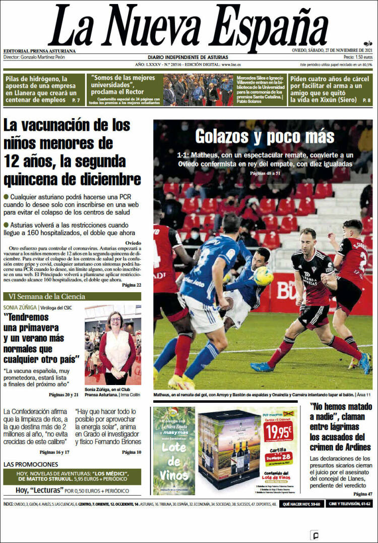 Portada de La Nueva España (Espa&ntilde;a)