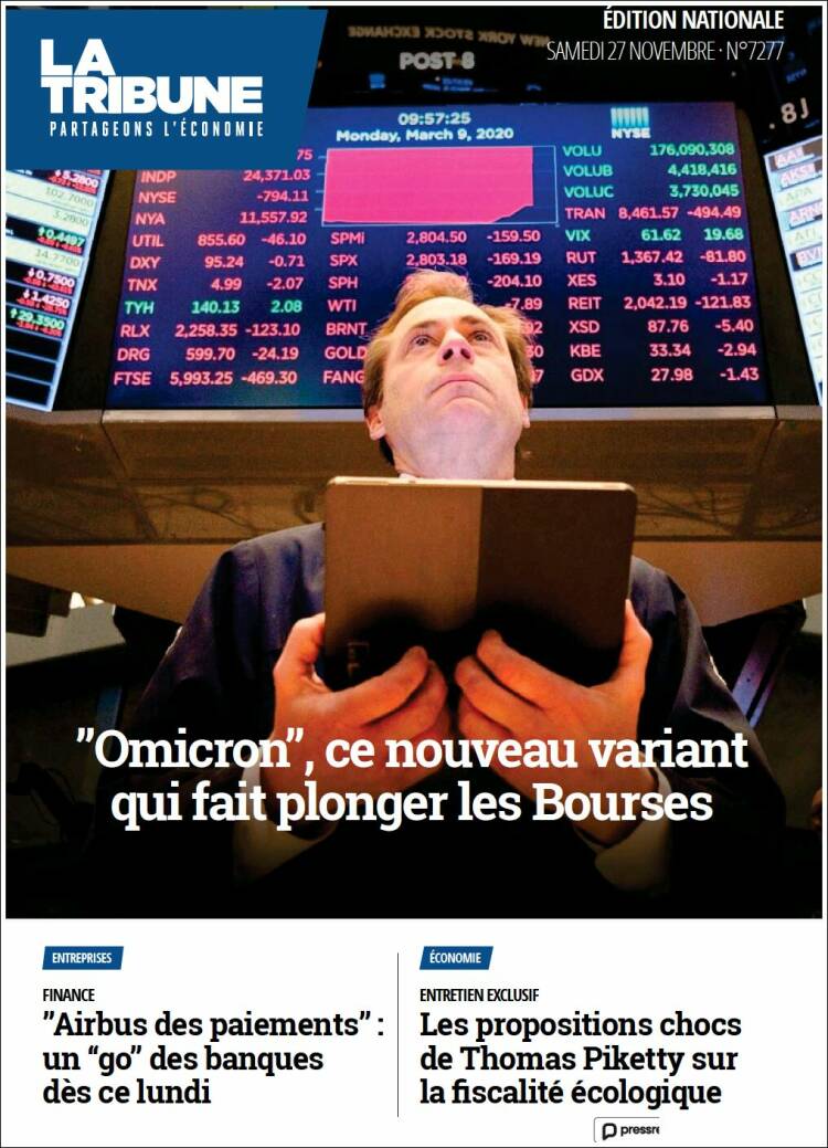 Portada de La Tribune (Francia)