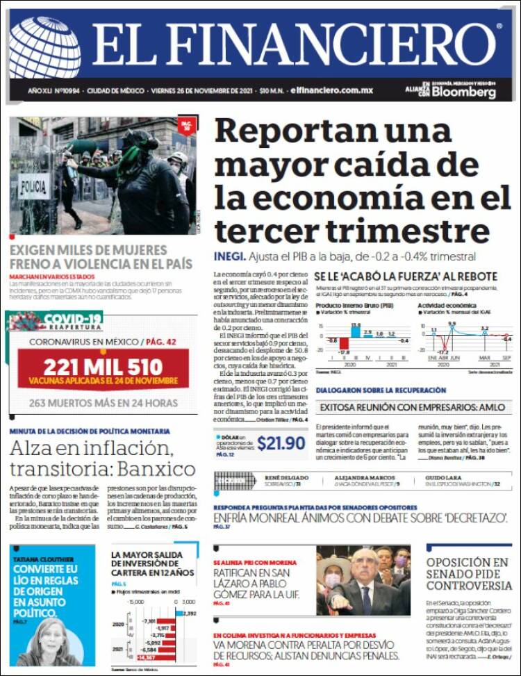 Portada de El Financiero (M&eacute;xico)