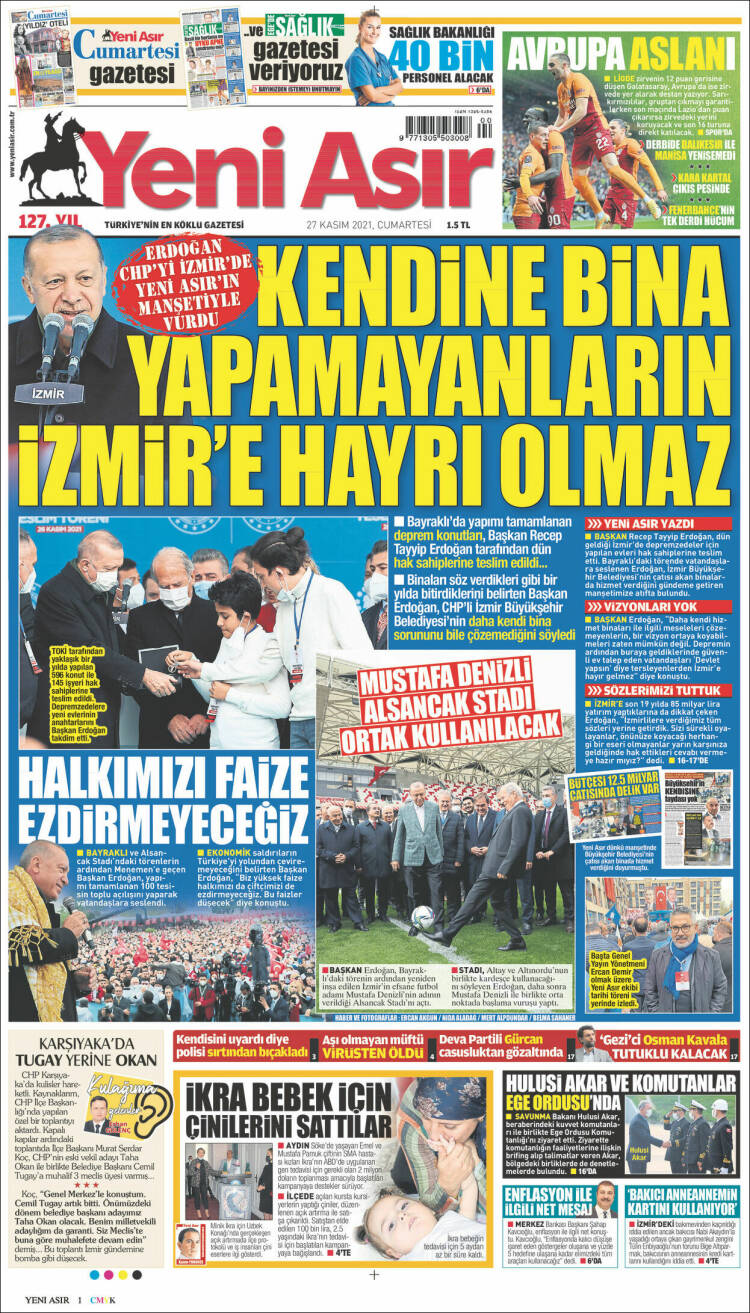 Portada de Yeni Asır (Turqu&iacute;a)