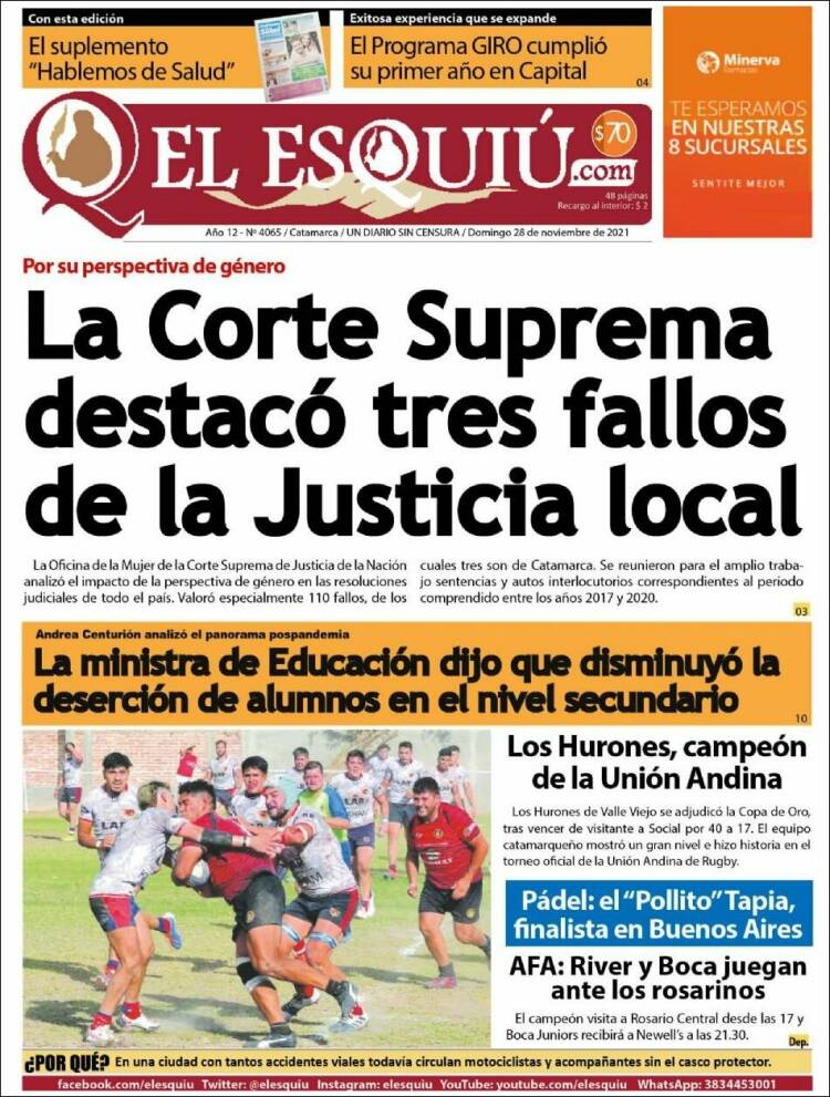 Portada de El Esquiu (Argentina)