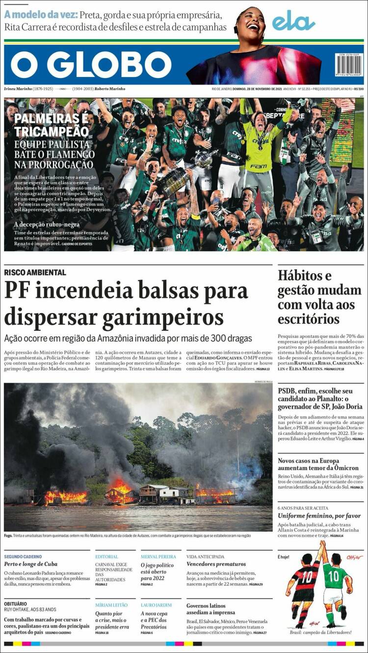 Portada de O Globo (Brésil)