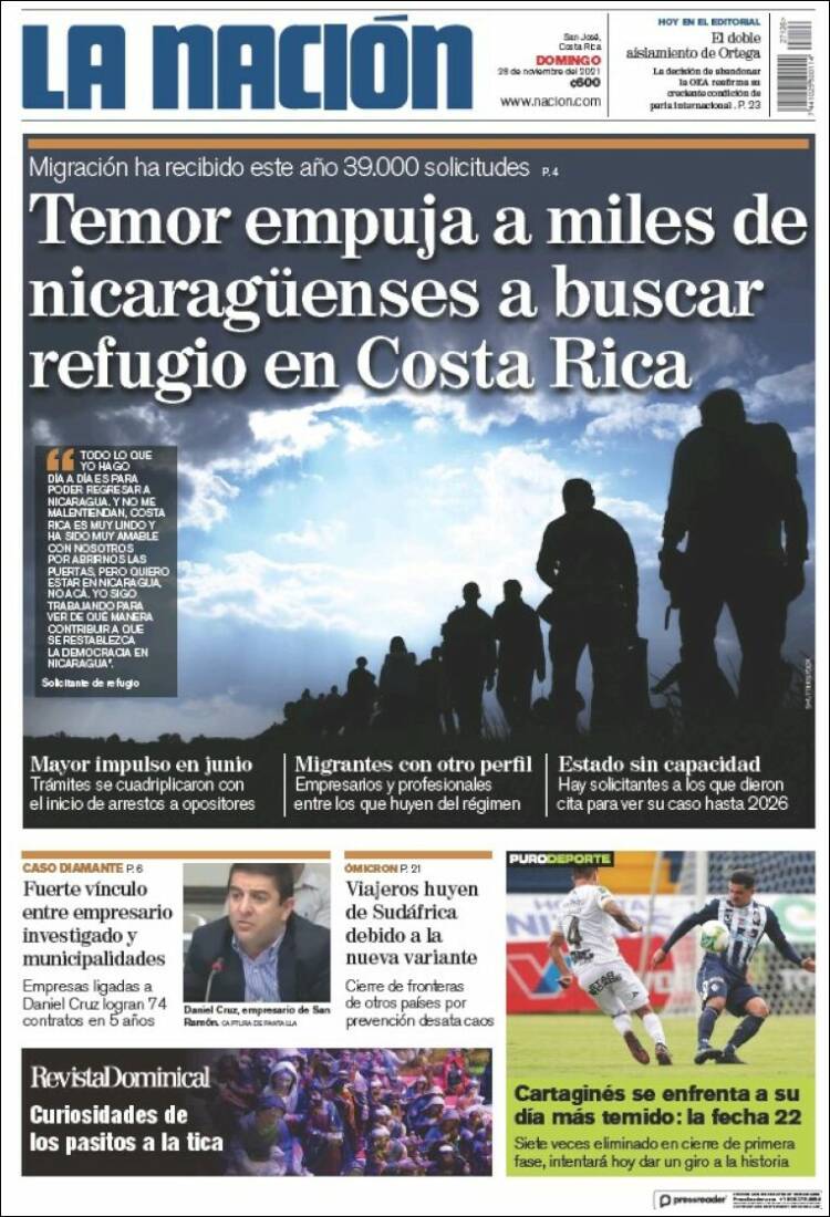 Portada de La Nación - Costa Rica (Costa Rica)