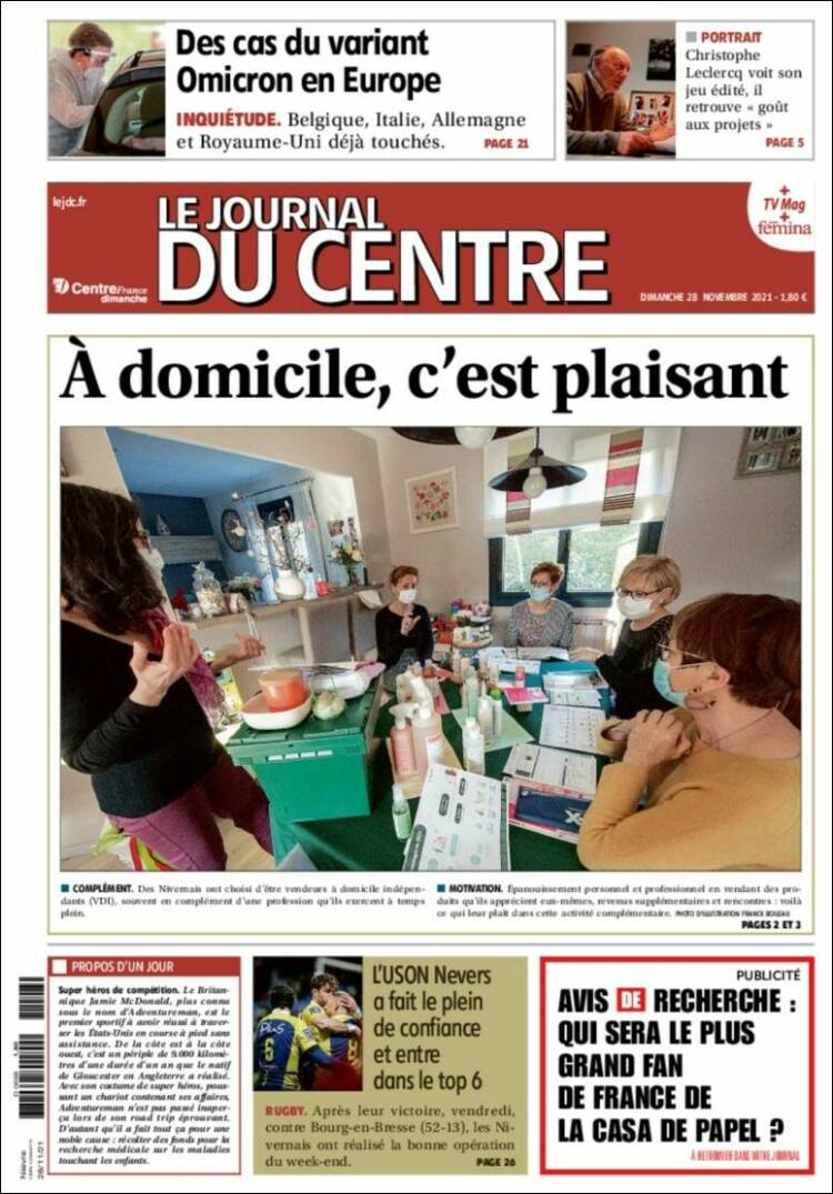 Portada de Le Journal du Centre (Francia)