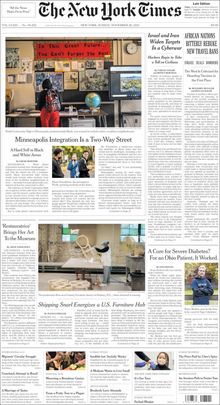 Portada de New York Times (USA)