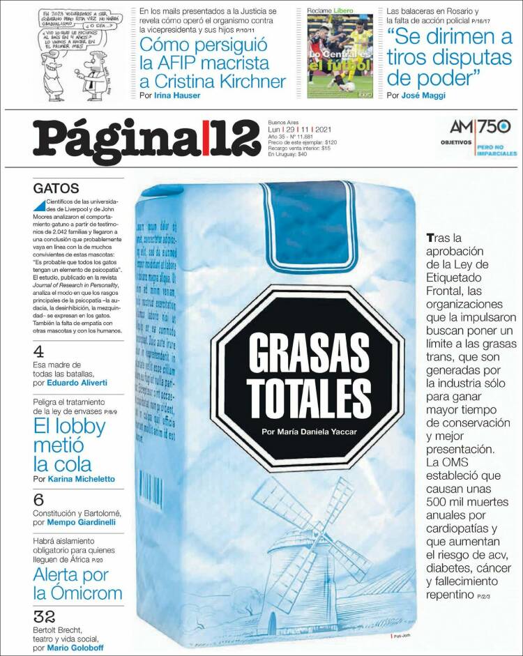 Portada de Página/12 (Argentina)