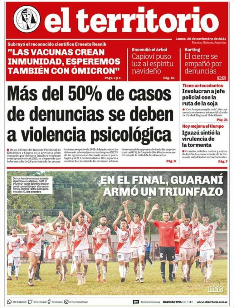 Portada de El Territorio (Argentina)