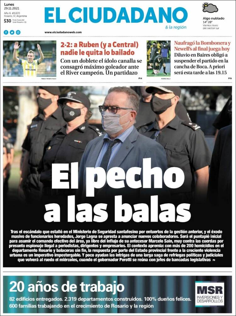 Portada de Diario El Ciudadano (Argentina)