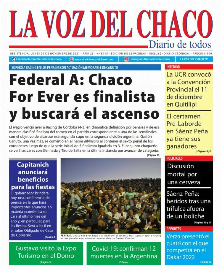 Portada de La Voz del Chaco (Argentina)