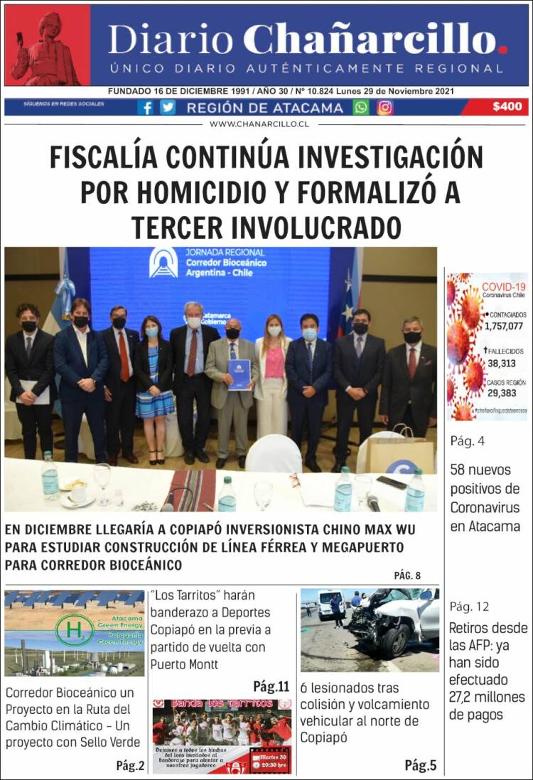 Portada de Diario Chañarcillo (Chile)