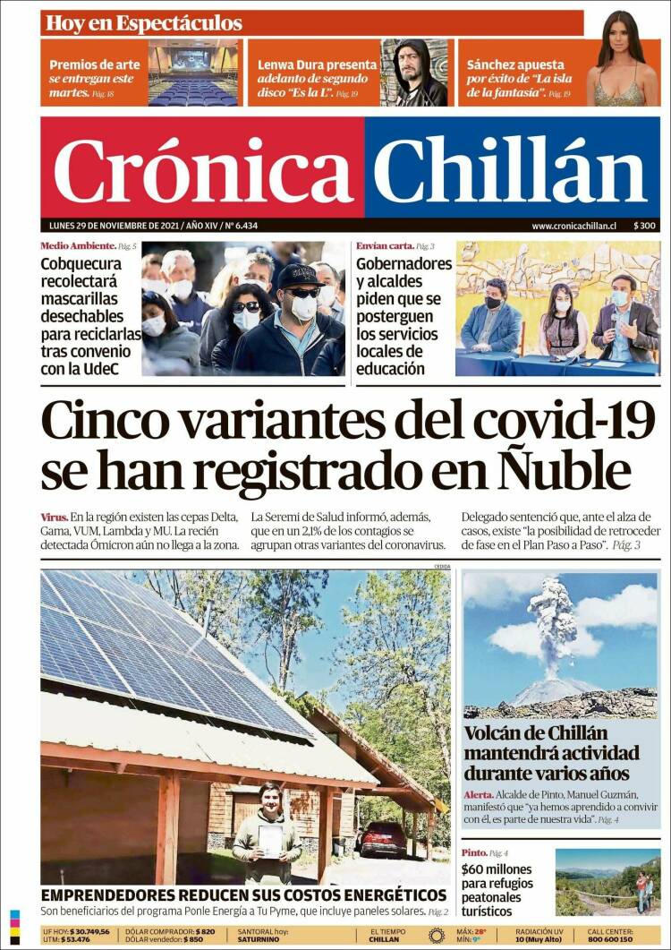 Portada de Crónica Chillán (Chile)