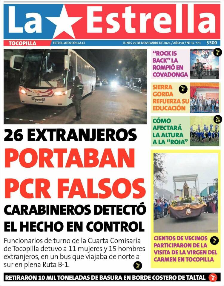 Portada de La Estrella de Tocopilla (Chile)