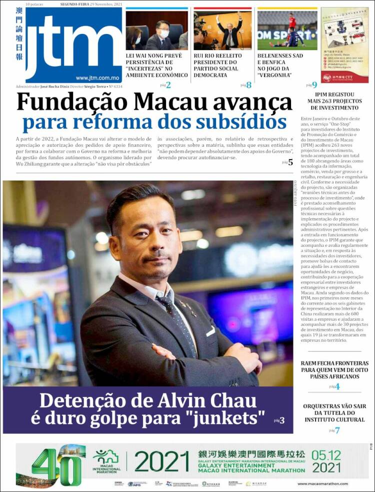 Portada de Jornal Tribuna de Macau (China)