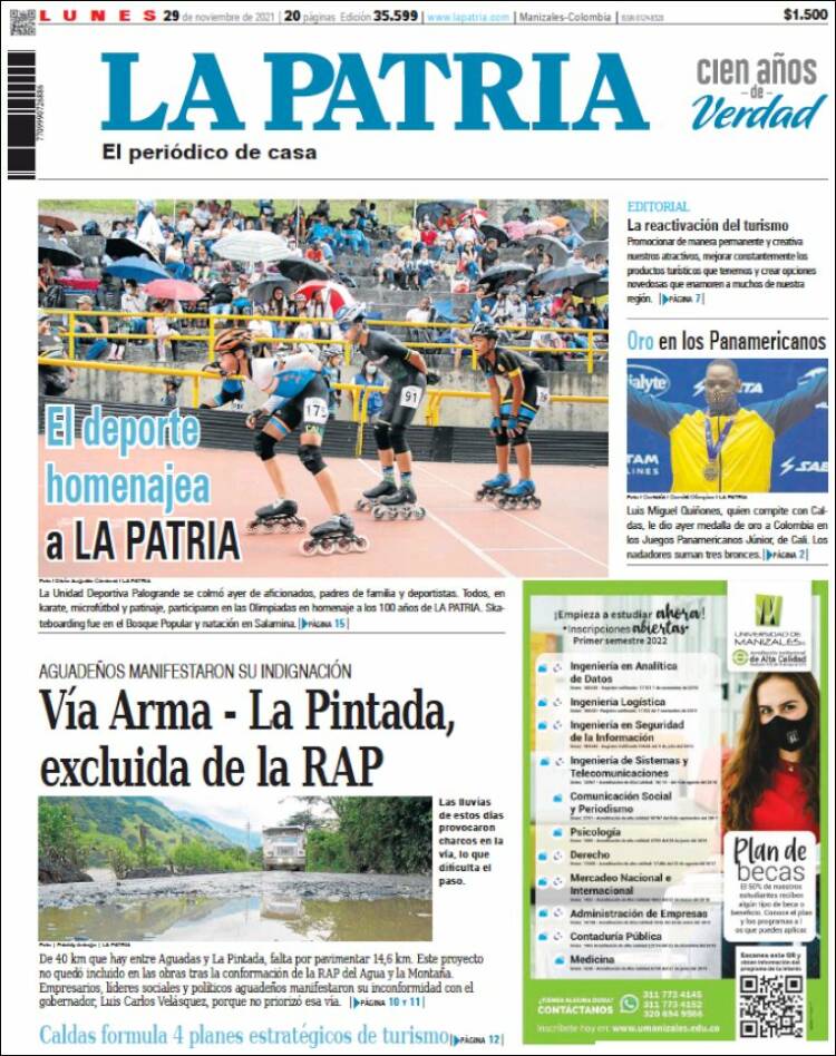 Portada de La Patria (Colombia)
