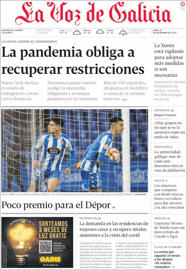 Portada de La Voz de Galicia (Espa&ntilde;a)