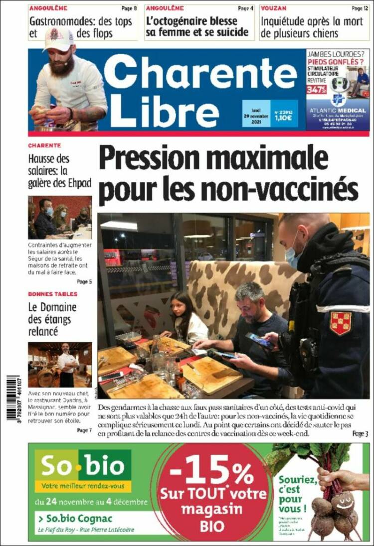 Portada de Charente Libre (Francia)