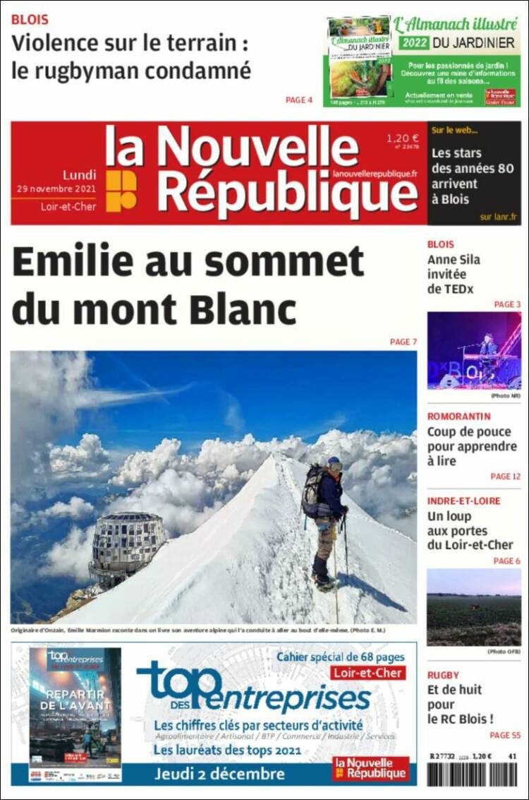 Portada de La Nouvelle Republique (Francia)