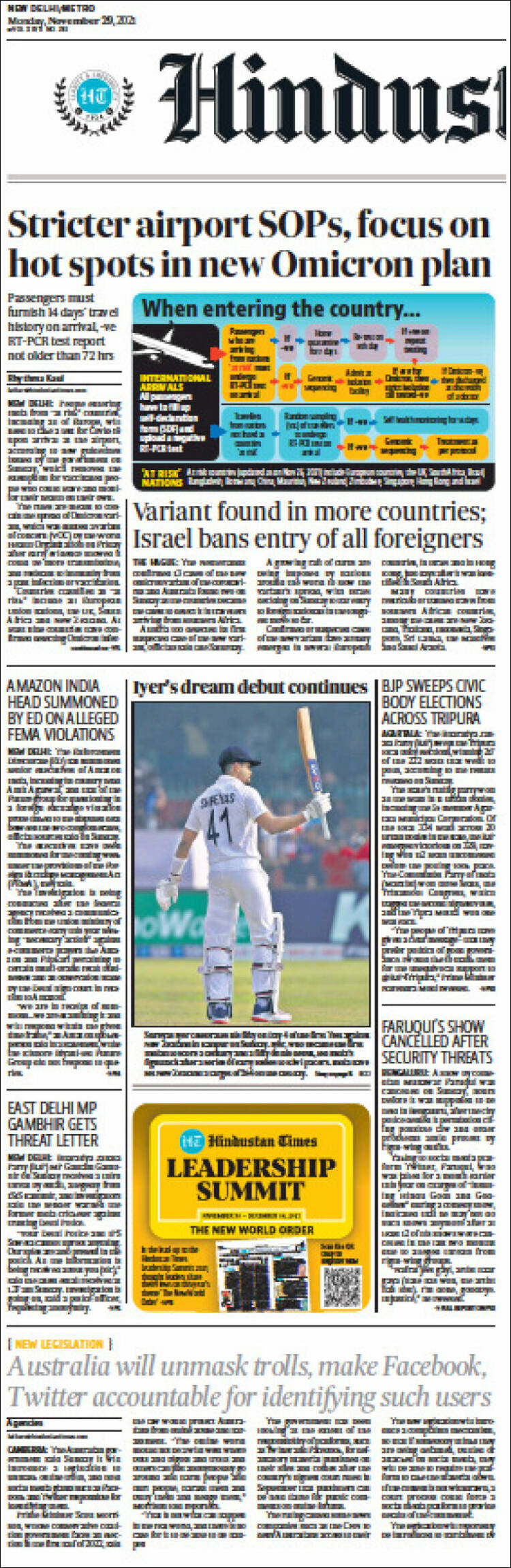 Portada de Hindustan Times (India)