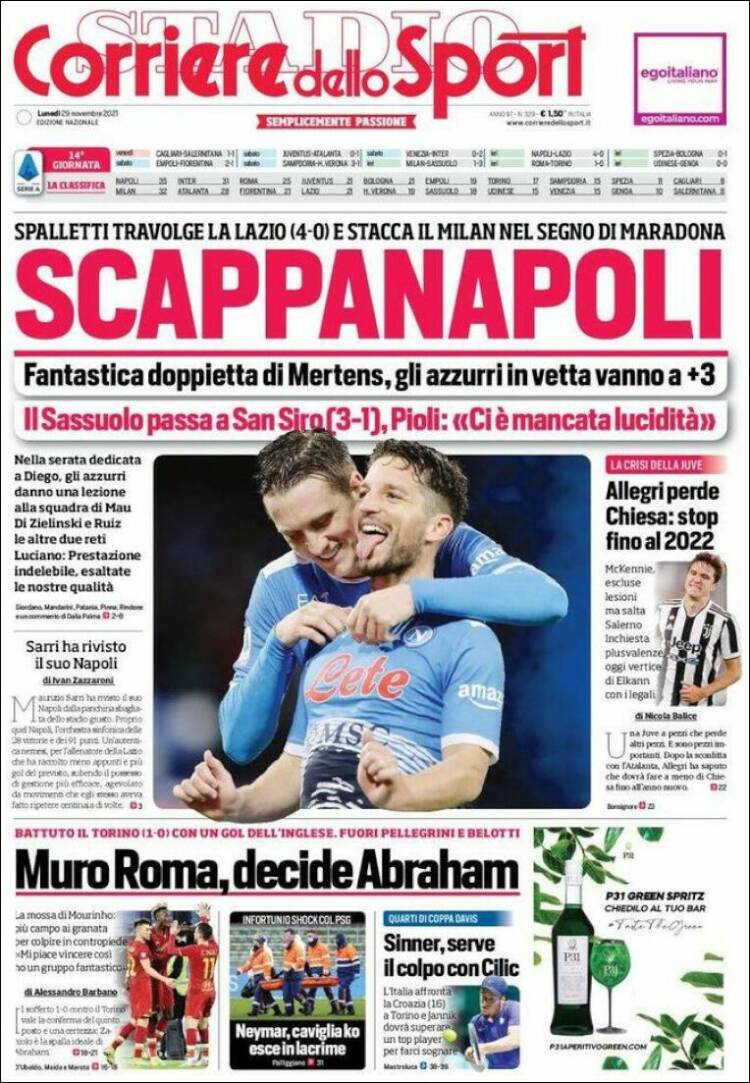 Portada de Corriere dello Sport (Italia)
