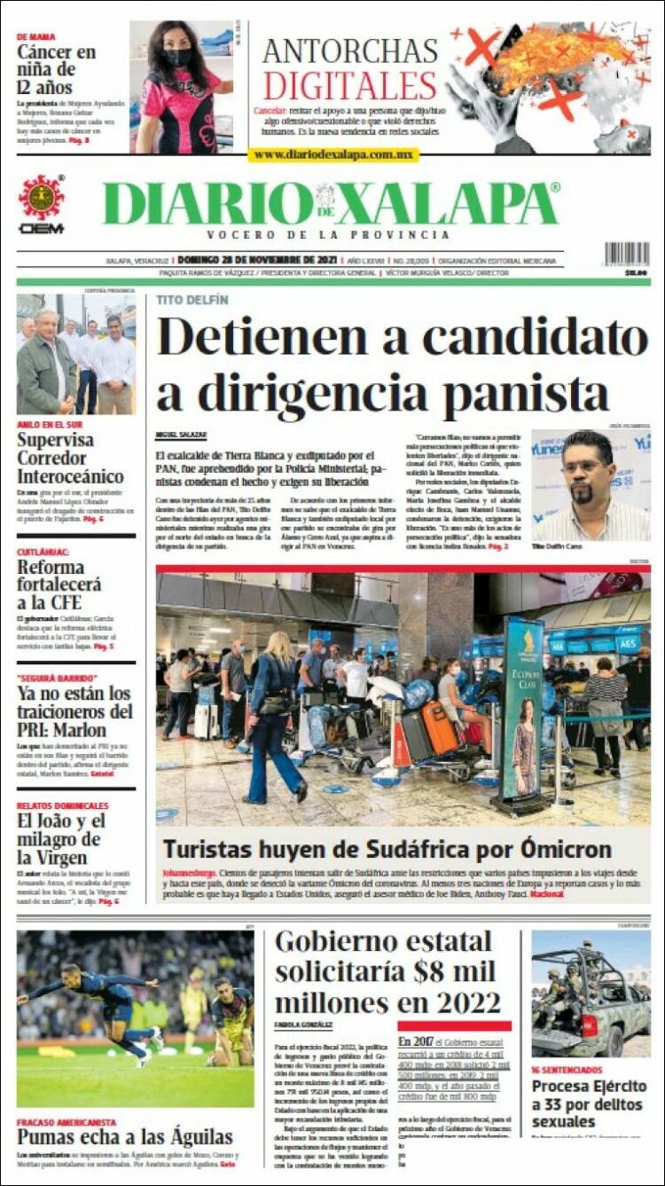 Portada de Diario de Xalapa (México)
