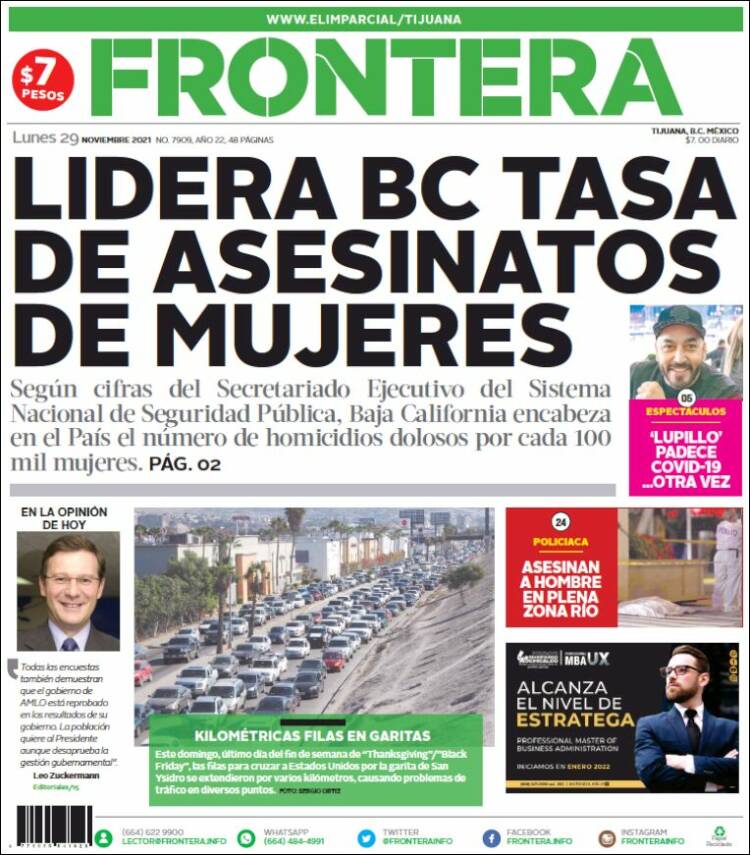 Portada de Frontera (México)